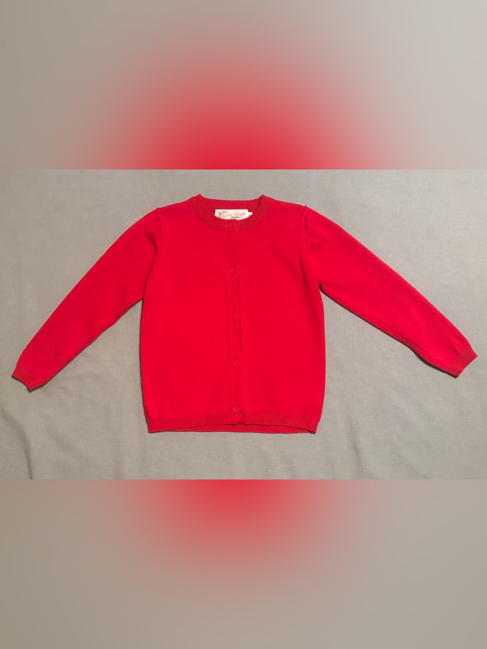 Girls' Red Button-Up Cardigan Sweater